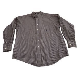 Nautica Check Button-Down Long Sleeve Shirt Men's Blue Red Size Large